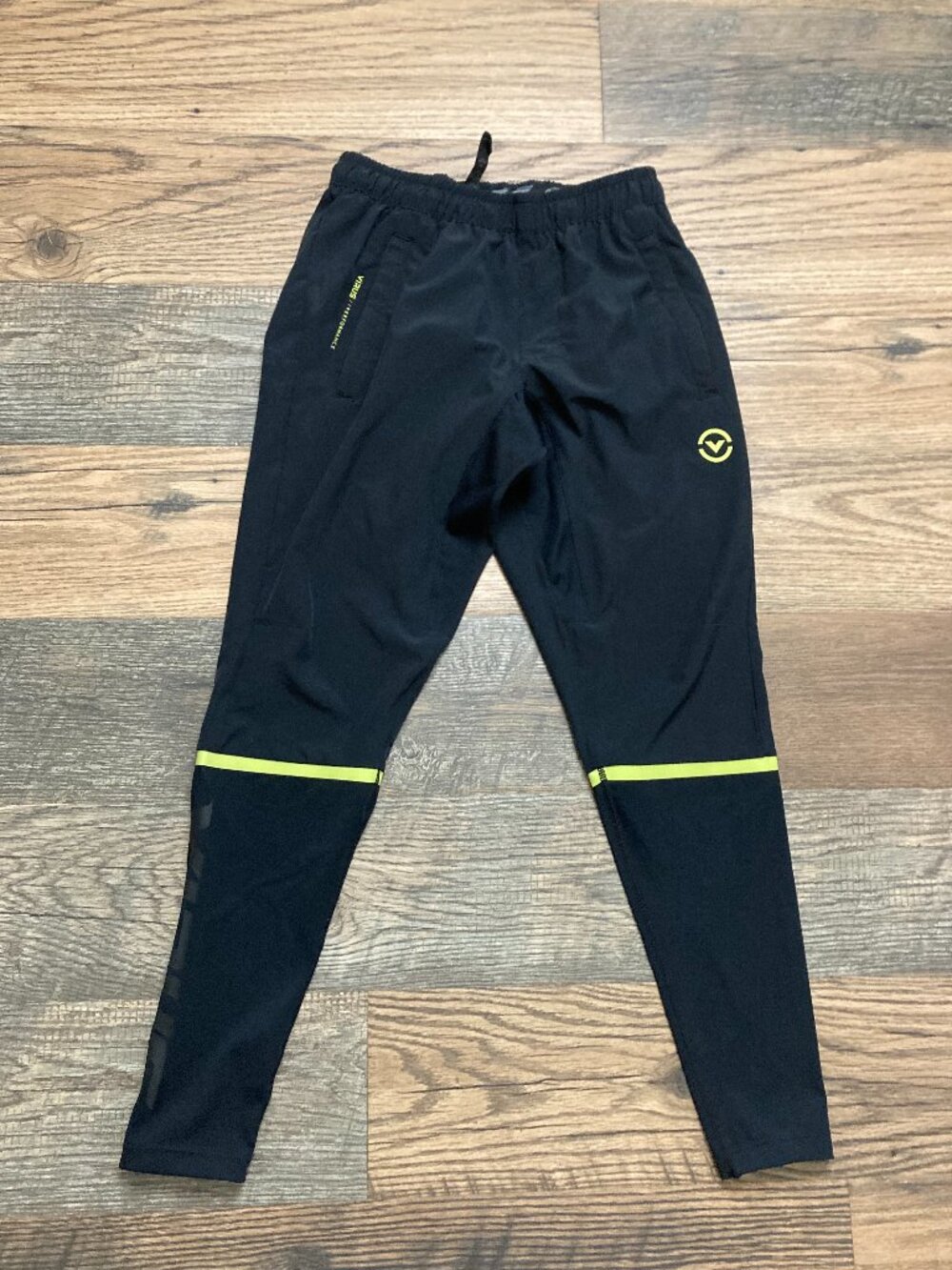 VIRUS Men’s XS Performance Training Pants Black Neon Yellow Reflective Athletic